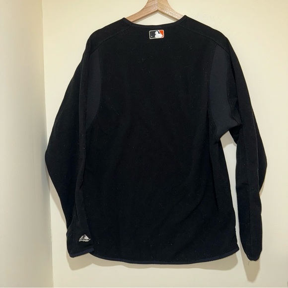 Men’s Vintage Majestic Brand San Francisco Logo Black Fleece Pullover Sweater - Picture 10 of 15